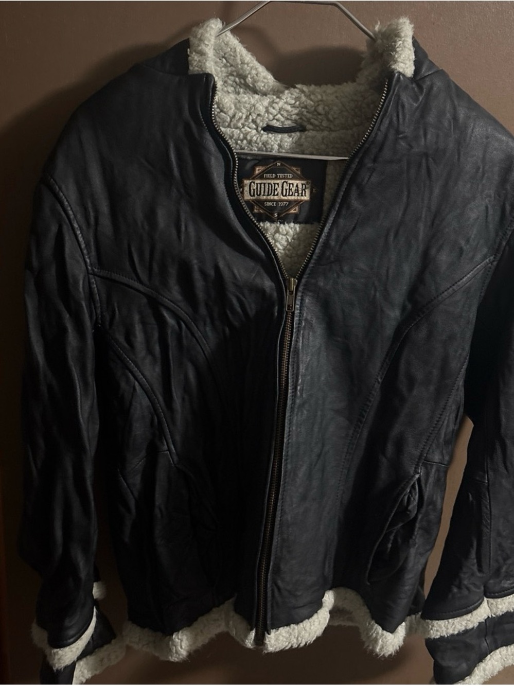 Men’s Black Sherpa-Lined Leather Jacket